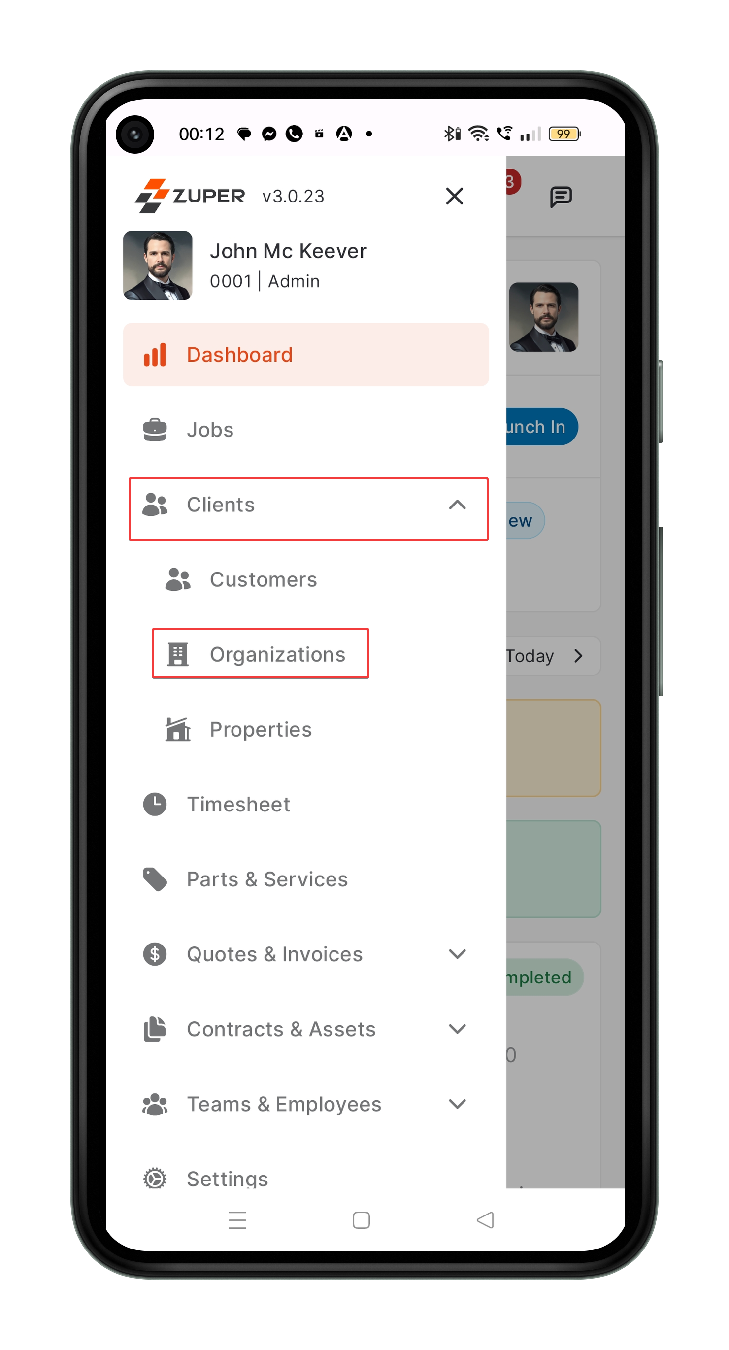 How To Access And Manage Organizations In The Zuper Mobile App